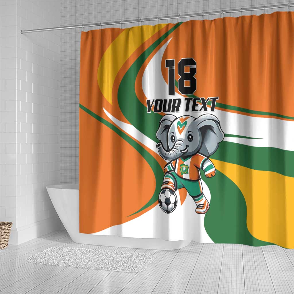 Custom Ivory Coast Football Shower Curtain Les Elephants Mascot - Wonder Print Shop