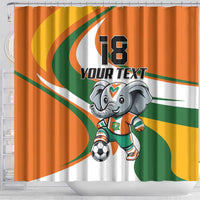 Custom Ivory Coast Football Shower Curtain Les Elephants Mascot - Wonder Print Shop