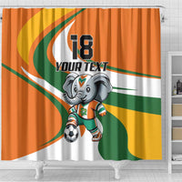 Custom Ivory Coast Football Shower Curtain Les Elephants Mascot - Wonder Print Shop