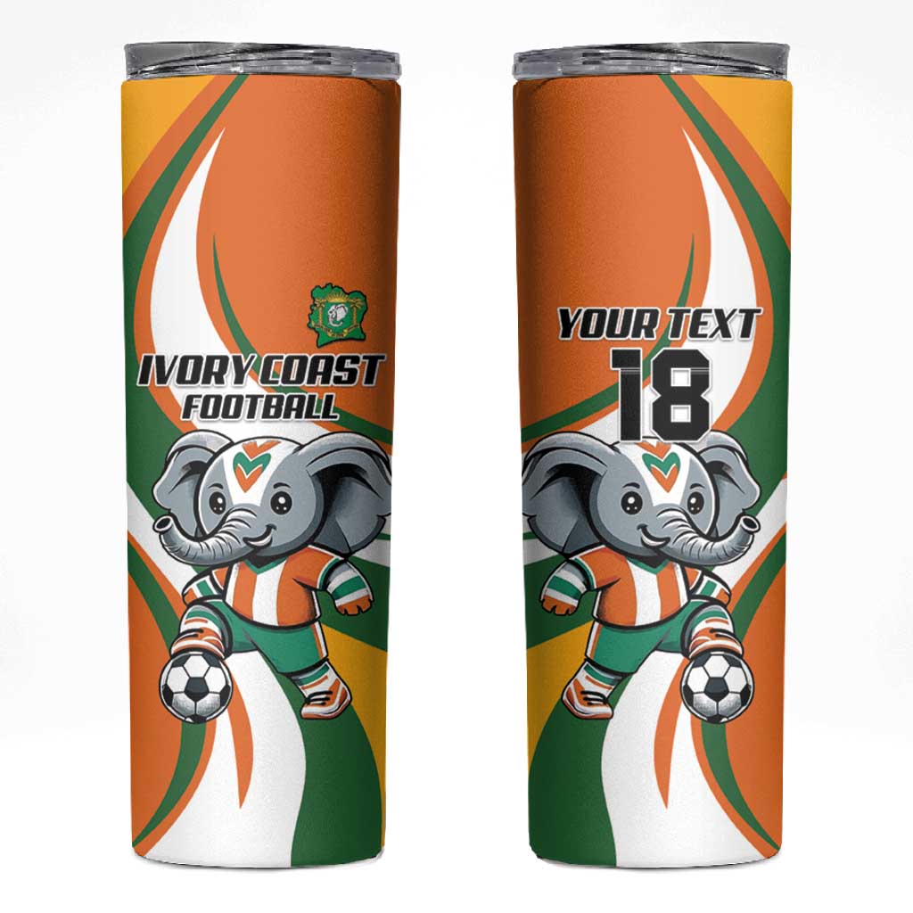 Custom Ivory Coast Football Skinny Tumbler Les Elephants Mascot - Wonder Print Shop