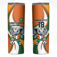 Custom Ivory Coast Football Skinny Tumbler Les Elephants Mascot - Wonder Print Shop