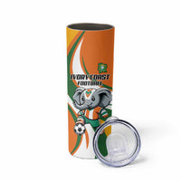 Custom Ivory Coast Football Skinny Tumbler Les Elephants Mascot - Wonder Print Shop