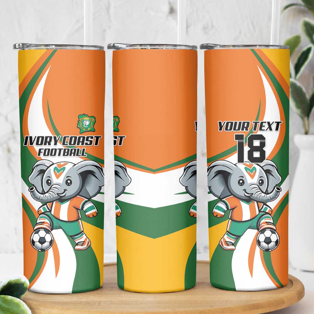 Custom Ivory Coast Football Skinny Tumbler Les Elephants Mascot - Wonder Print Shop
