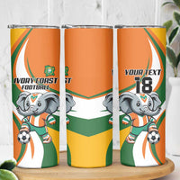 Custom Ivory Coast Football Skinny Tumbler Les Elephants Mascot - Wonder Print Shop