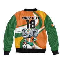 Custom Ivory Coast Football Sleeve Zip Bomber Jacket Les Elephants Mascot - Wonder Print Shop