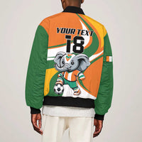Custom Ivory Coast Football Sleeve Zip Bomber Jacket Les Elephants Mascot - Wonder Print Shop