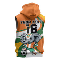 Custom Ivory Coast Football Sleeveless Hoodie Les Elephants Mascot - Wonder Print Shop