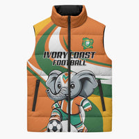 Custom Ivory Coast Football Sleeveless Puffer Jacket Les Elephants Mascot - Wonder Print Shop