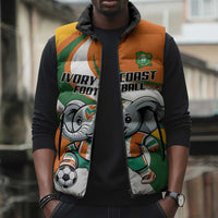Custom Ivory Coast Football Sleeveless Puffer Jacket Les Elephants Mascot - Wonder Print Shop