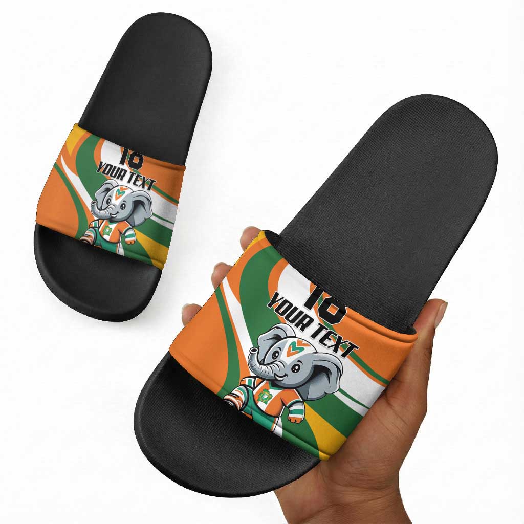 Custom Ivory Coast Football Slide Sandals Les Elephants Mascot - Wonder Print Shop