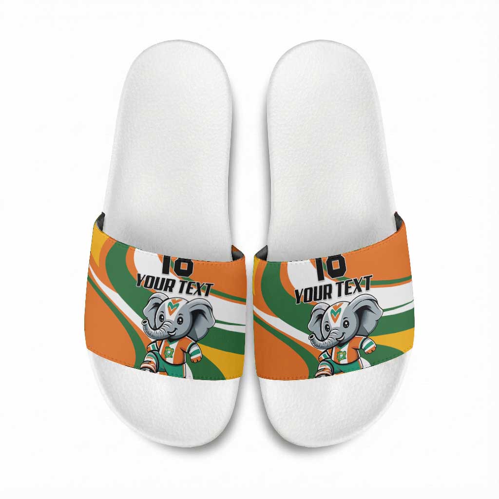 Custom Ivory Coast Football Slide Sandals Les Elephants Mascot - Wonder Print Shop