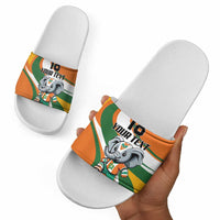 Custom Ivory Coast Football Slide Sandals Les Elephants Mascot - Wonder Print Shop