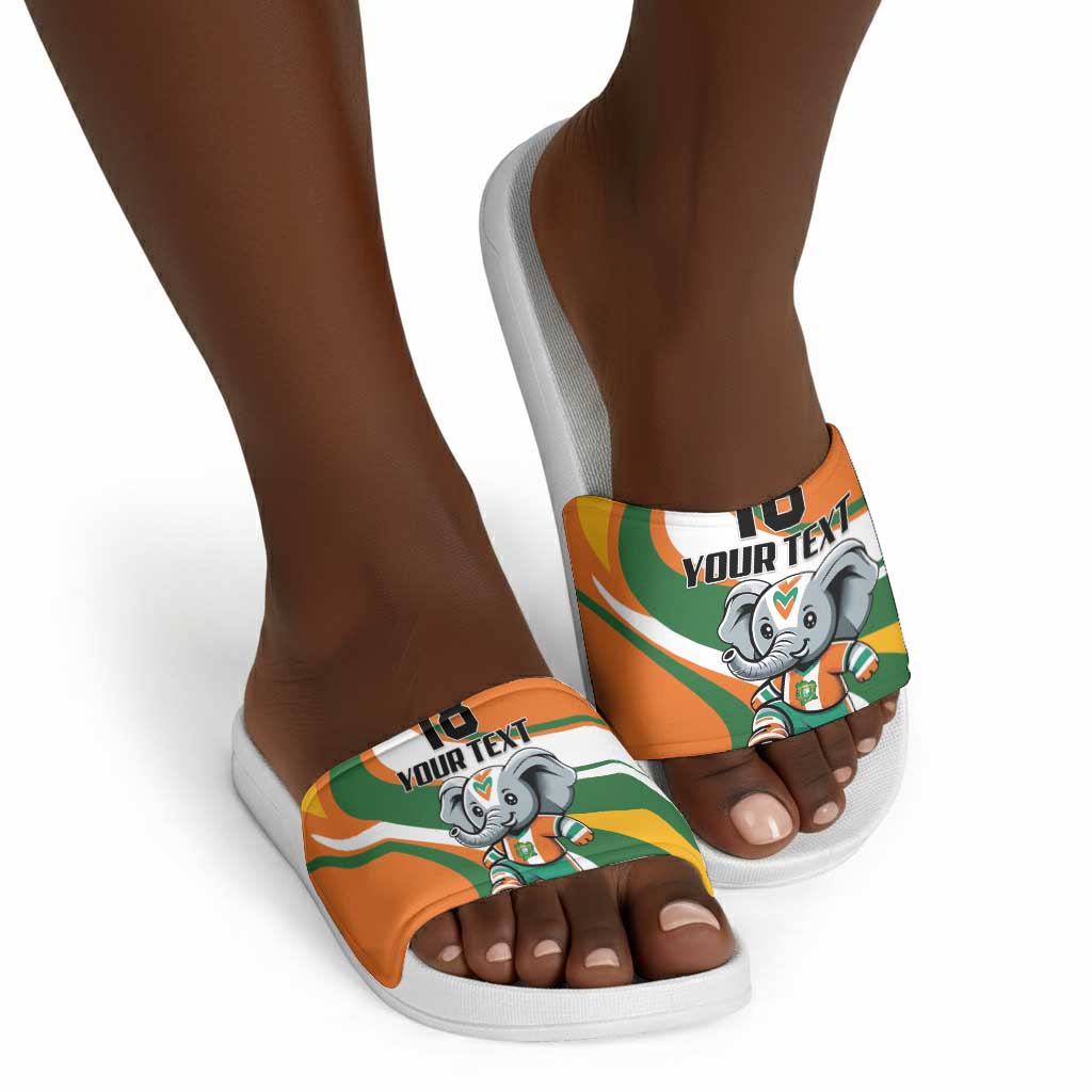 Custom Ivory Coast Football Slide Sandals Les Elephants Mascot - Wonder Print Shop