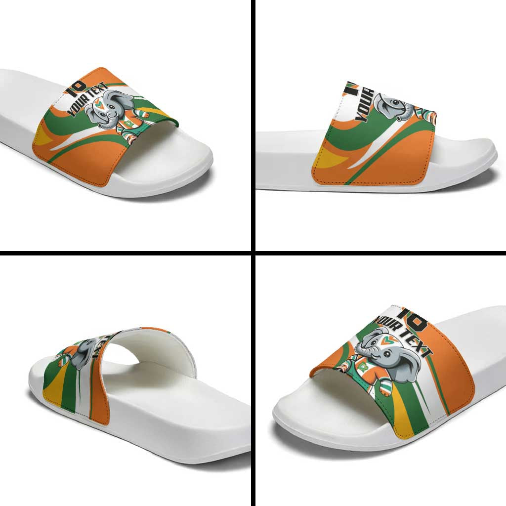 Custom Ivory Coast Football Slide Sandals Les Elephants Mascot - Wonder Print Shop