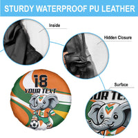 Custom Ivory Coast Football Spare Tire Cover Les Elephants Mascot - Wonder Print Shop