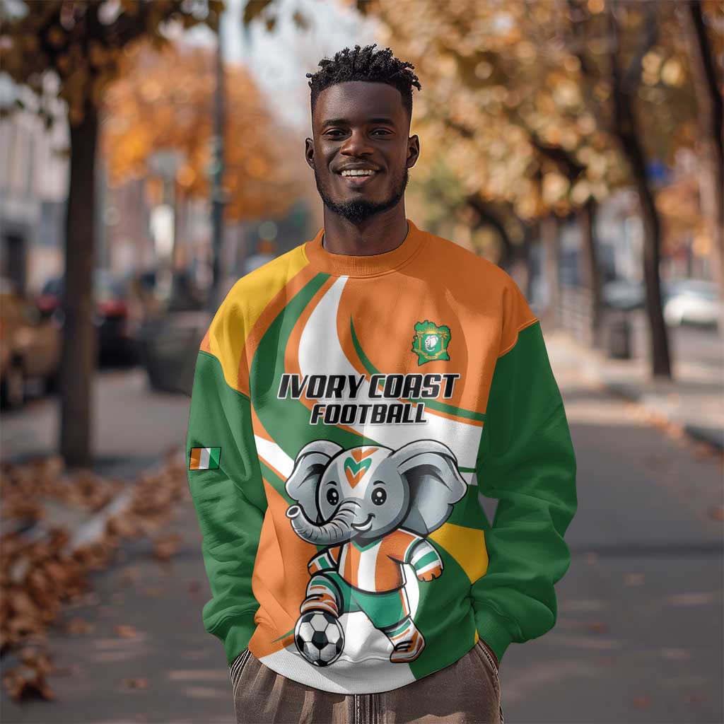 Custom Ivory Coast Football Sweatshirt Les Elephants Mascot - Wonder Print Shop