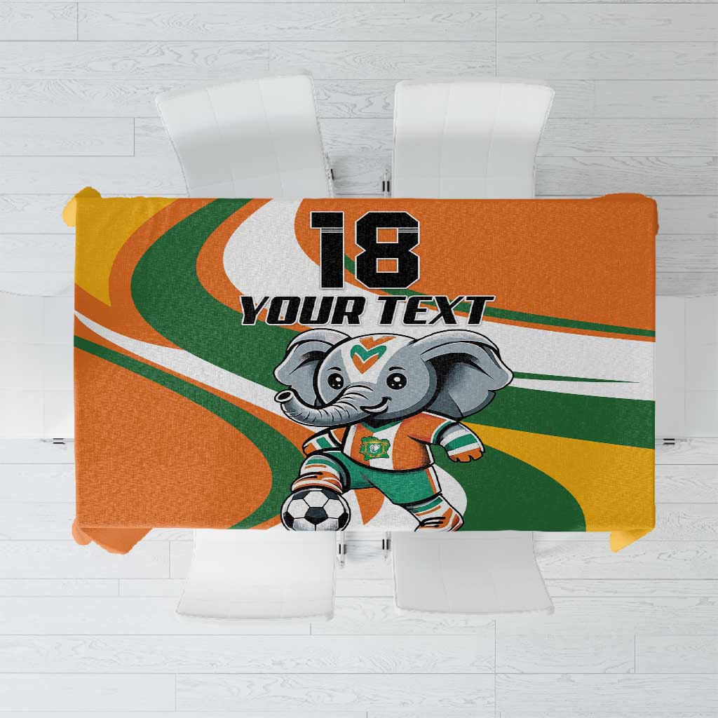 Custom Ivory Coast Football Tablecloth Les Elephants Mascot - Wonder Print Shop