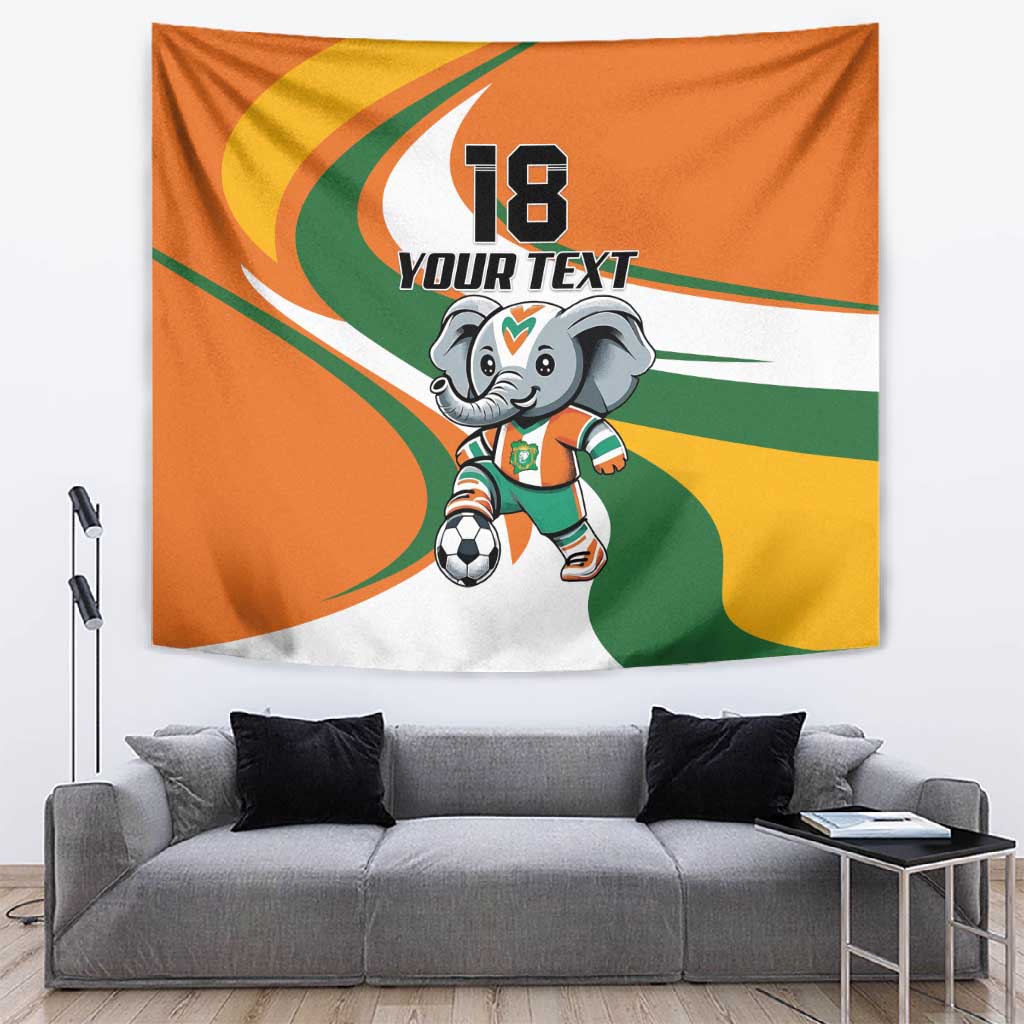 Custom Ivory Coast Football Tapestry Les Elephants Mascot - Wonder Print Shop