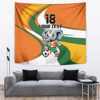 Custom Ivory Coast Football Tapestry Les Elephants Mascot - Wonder Print Shop