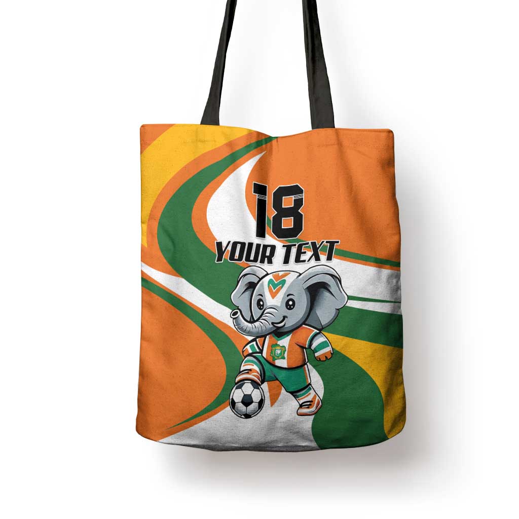Custom Ivory Coast Football Tote Bag Les Elephants Mascot - Wonder Print Shop