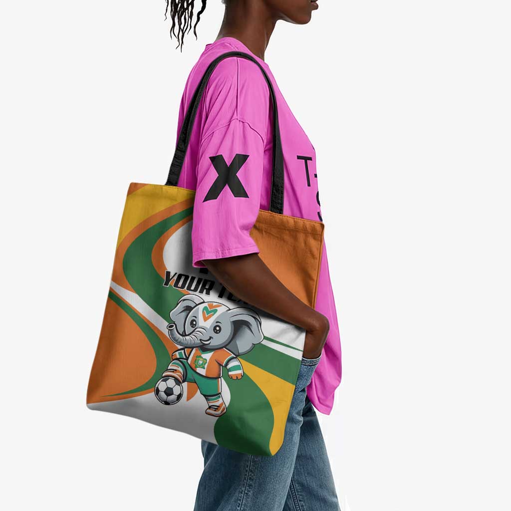 Custom Ivory Coast Football Tote Bag Les Elephants Mascot - Wonder Print Shop
