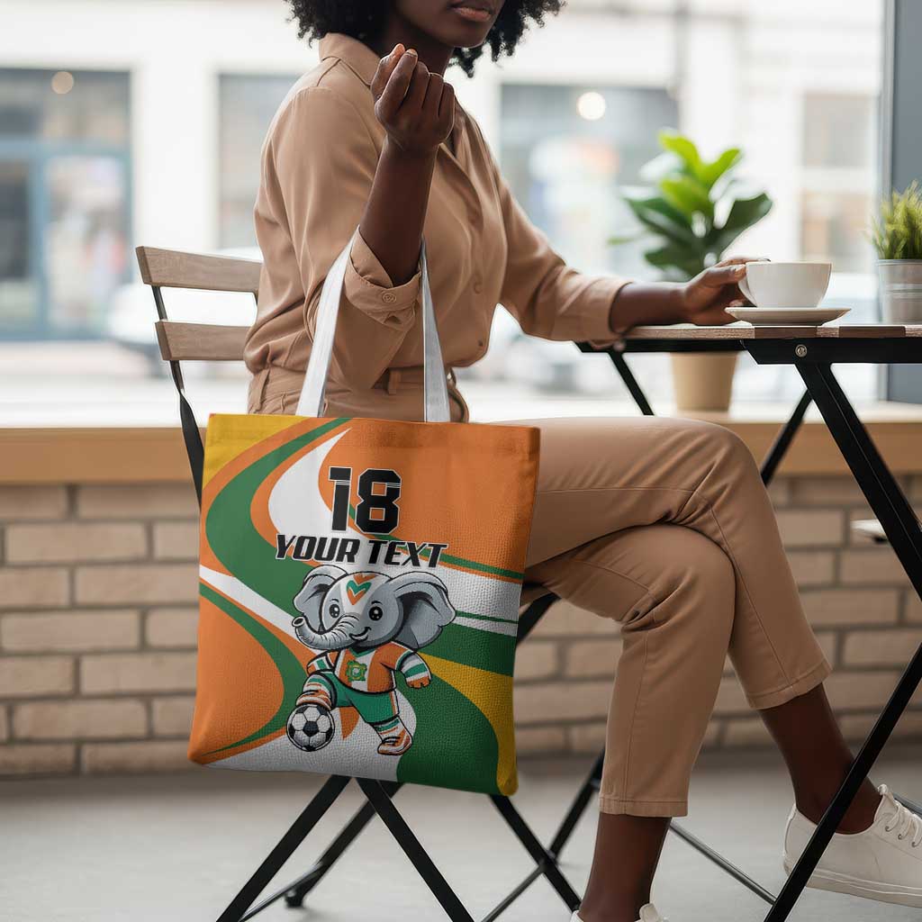 Custom Ivory Coast Football Tote Bag Les Elephants Mascot - Wonder Print Shop