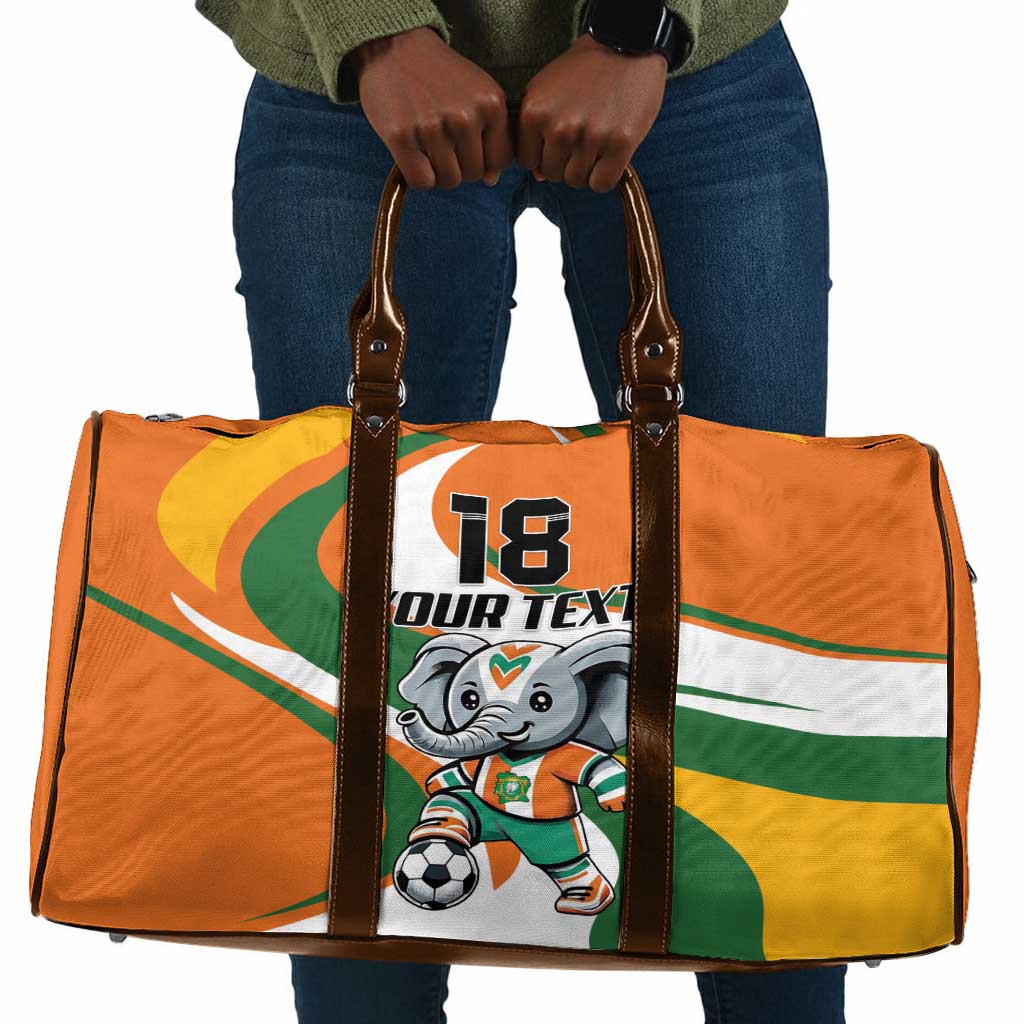 Custom Ivory Coast Football Travel Bag Les Elephants Mascot - Wonder Print Shop