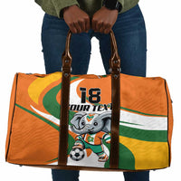 Custom Ivory Coast Football Travel Bag Les Elephants Mascot - Wonder Print Shop