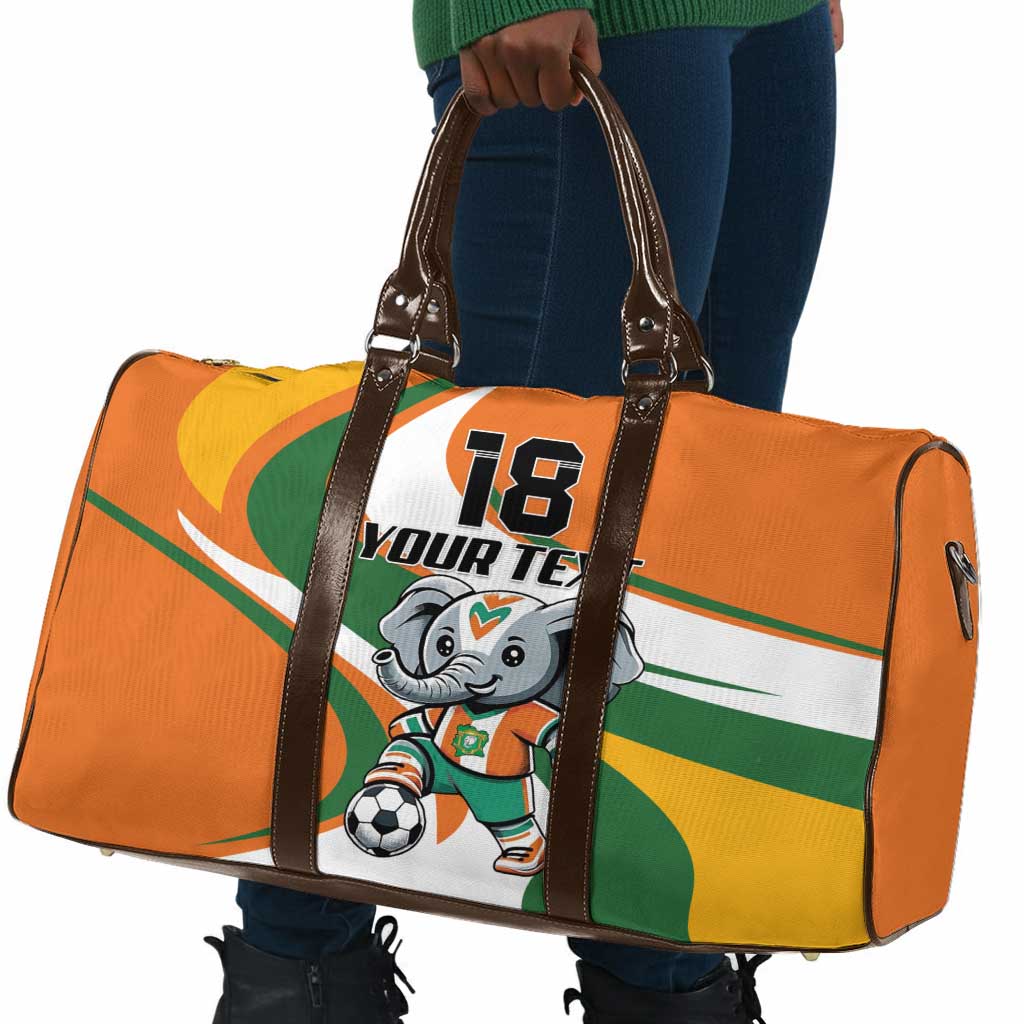 Custom Ivory Coast Football Travel Bag Les Elephants Mascot - Wonder Print Shop