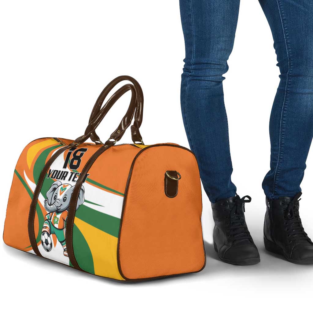 Custom Ivory Coast Football Travel Bag Les Elephants Mascot - Wonder Print Shop
