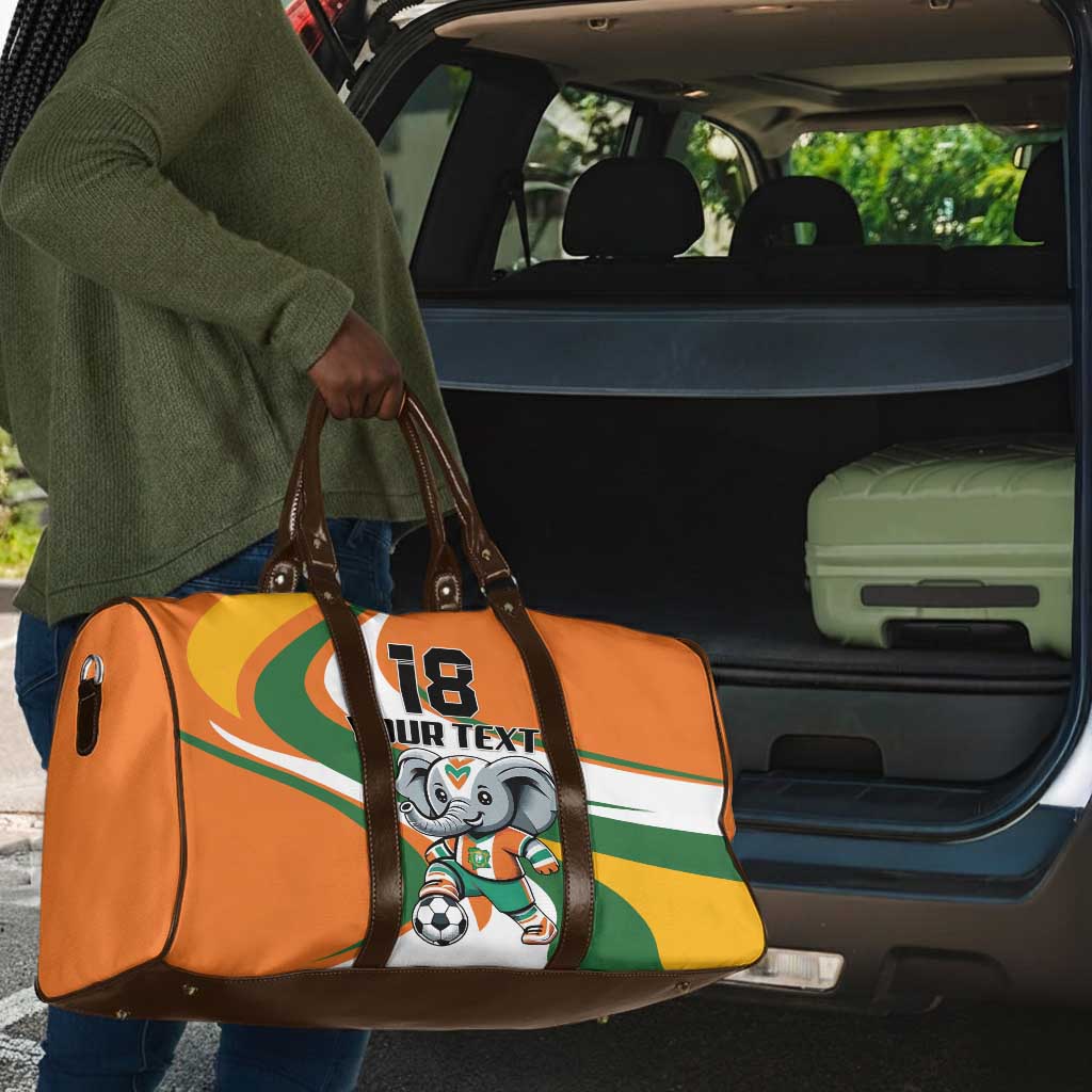 Custom Ivory Coast Football Travel Bag Les Elephants Mascot - Wonder Print Shop
