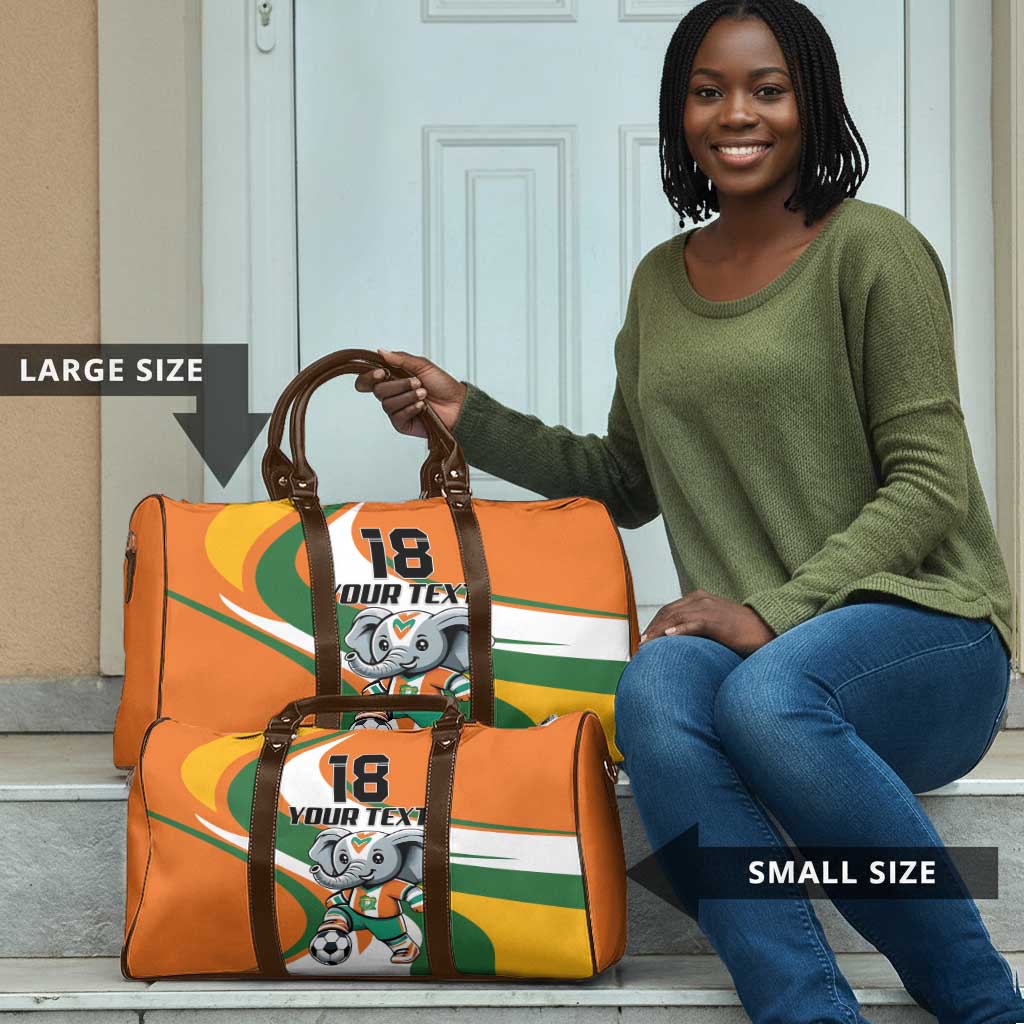 Custom Ivory Coast Football Travel Bag Les Elephants Mascot - Wonder Print Shop
