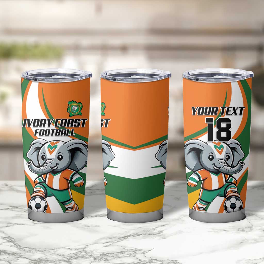 Custom Ivory Coast Football Tumbler Cup Les Elephants Mascot - Wonder Print Shop