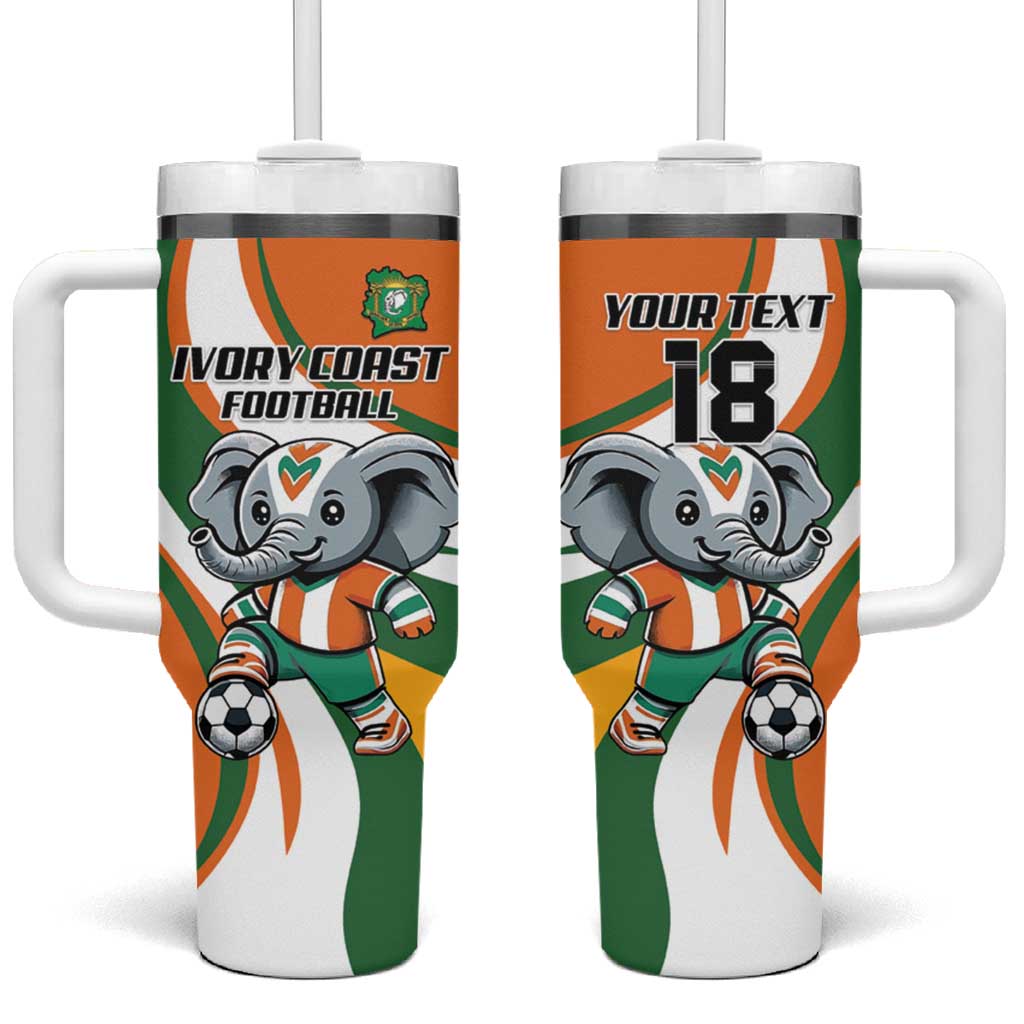 Custom Ivory Coast Football Tumbler With Handle Les Elephants Mascot - Wonder Print Shop