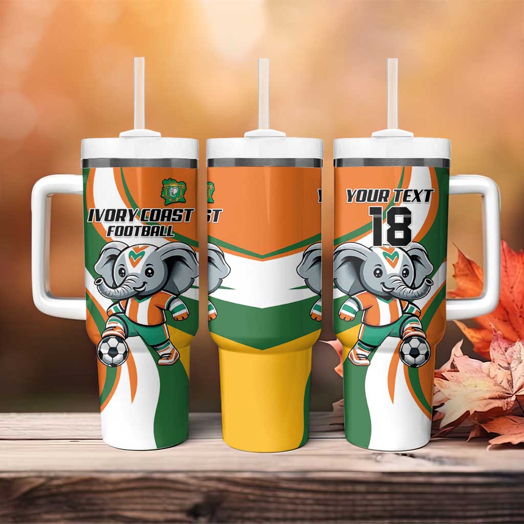 Custom Ivory Coast Football Tumbler With Handle Les Elephants Mascot - Wonder Print Shop