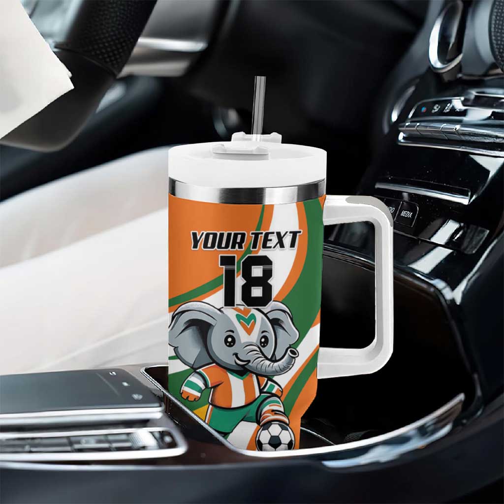 Custom Ivory Coast Football Tumbler With Handle Les Elephants Mascot - Wonder Print Shop
