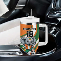 Custom Ivory Coast Football Tumbler With Handle Les Elephants Mascot - Wonder Print Shop