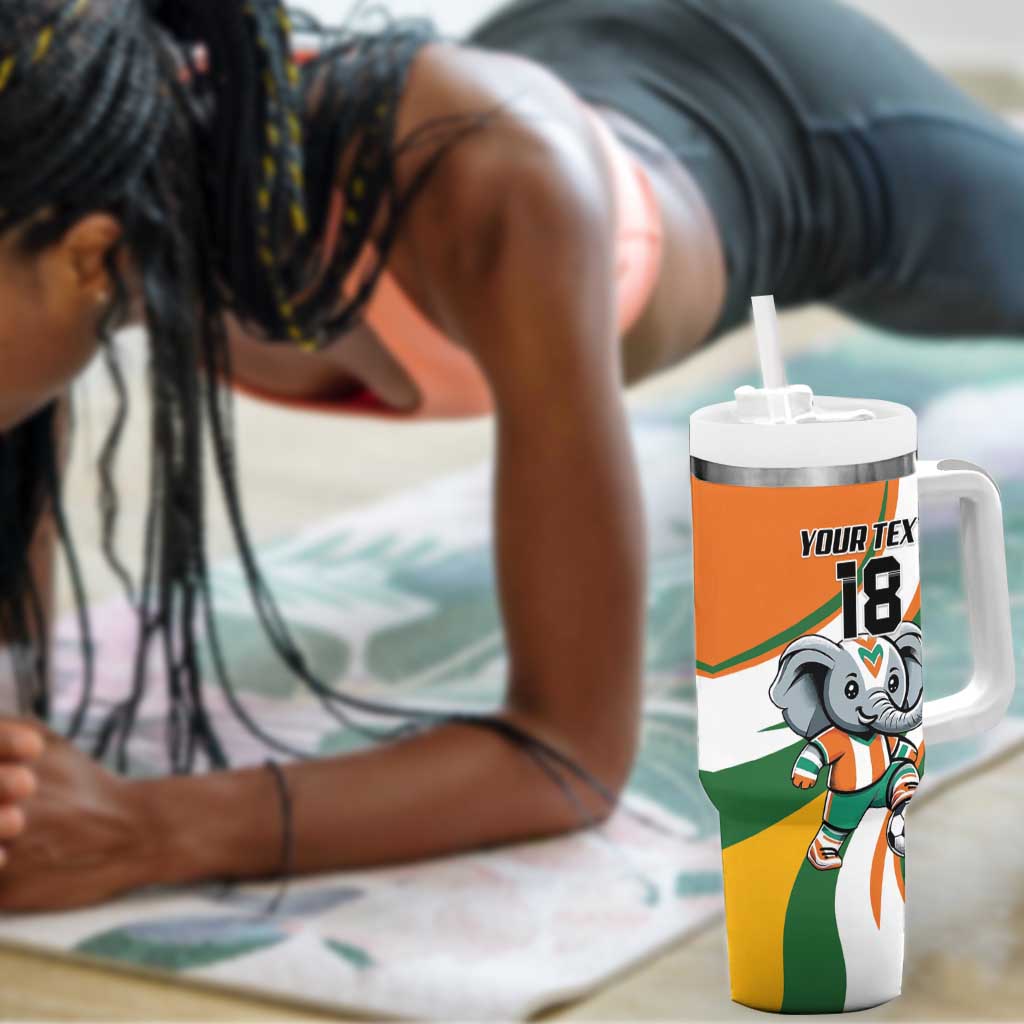 Custom Ivory Coast Football Tumbler With Handle Les Elephants Mascot - Wonder Print Shop