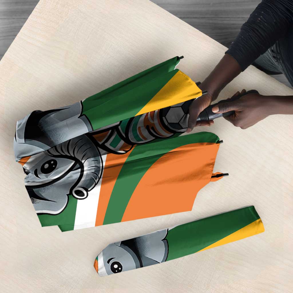 Custom Ivory Coast Football Umbrella Les Elephants Mascot - Wonder Print Shop