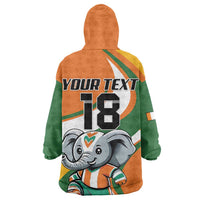 Custom Ivory Coast Football Wearable Blanket Hoodie Les Elephants Mascot - Wonder Print Shop