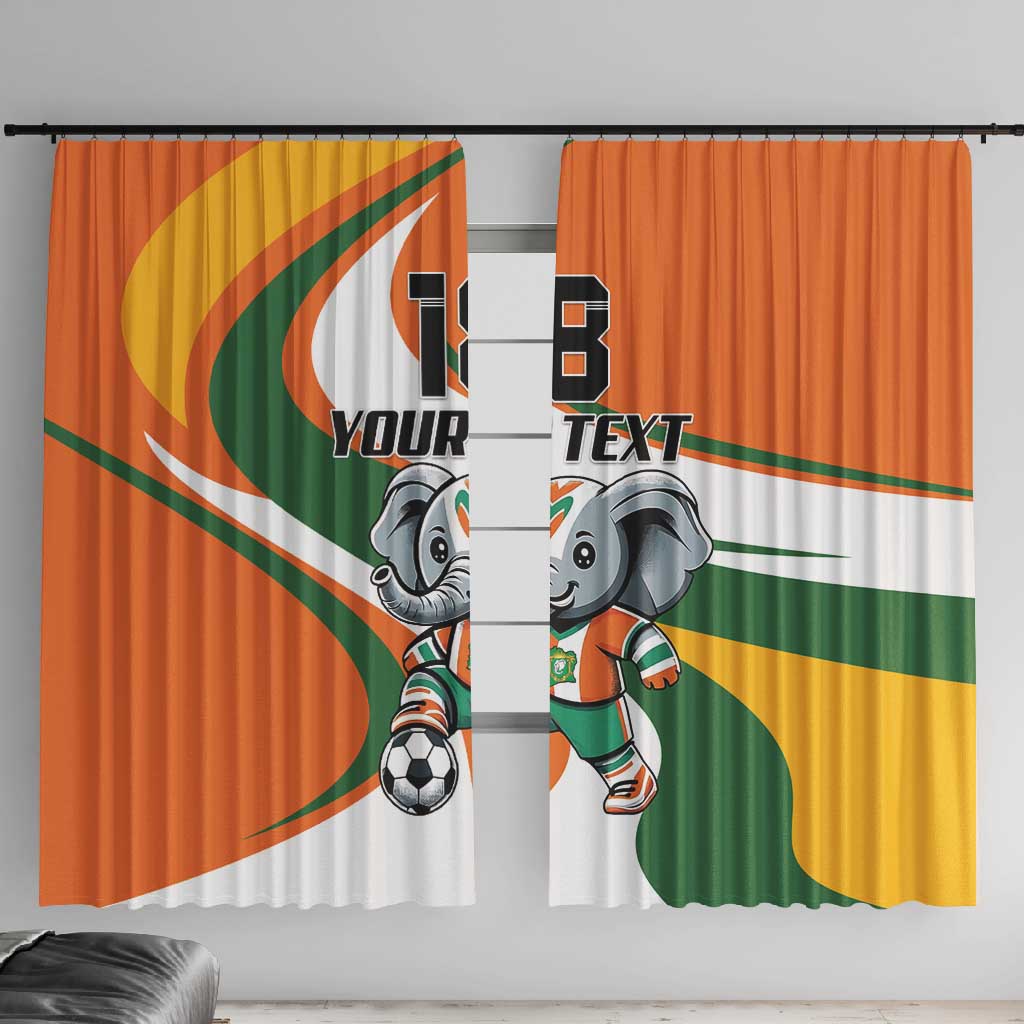 Custom Ivory Coast Football Window Curtain Les Elephants Mascot - Wonder Print Shop