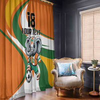 Custom Ivory Coast Football Window Curtain Les Elephants Mascot - Wonder Print Shop