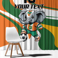 Custom Ivory Coast Football Window Curtain Les Elephants Mascot - Wonder Print Shop