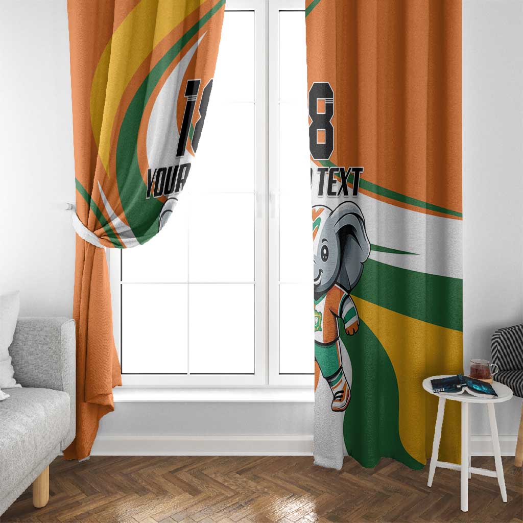 Custom Ivory Coast Football Window Curtain Les Elephants Mascot - Wonder Print Shop