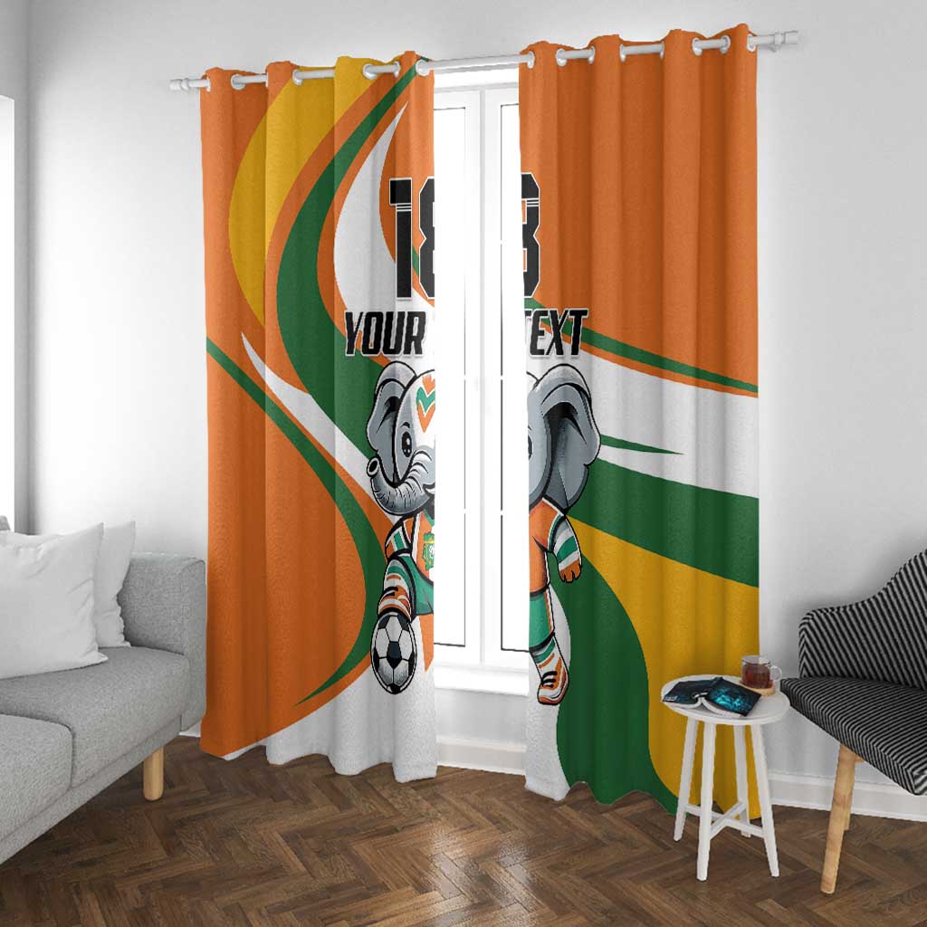 Custom Ivory Coast Football Window Curtain Les Elephants Mascot - Wonder Print Shop