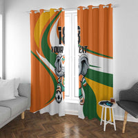 Custom Ivory Coast Football Window Curtain Les Elephants Mascot - Wonder Print Shop