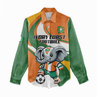 Custom Ivory Coast Football Women Casual Shirt Les Elephants Mascot - Wonder Print Shop