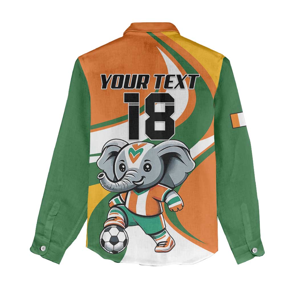 Custom Ivory Coast Football Women Casual Shirt Les Elephants Mascot - Wonder Print Shop