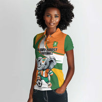 Custom Ivory Coast Football Women Polo Shirt Les Elephants Mascot LT18