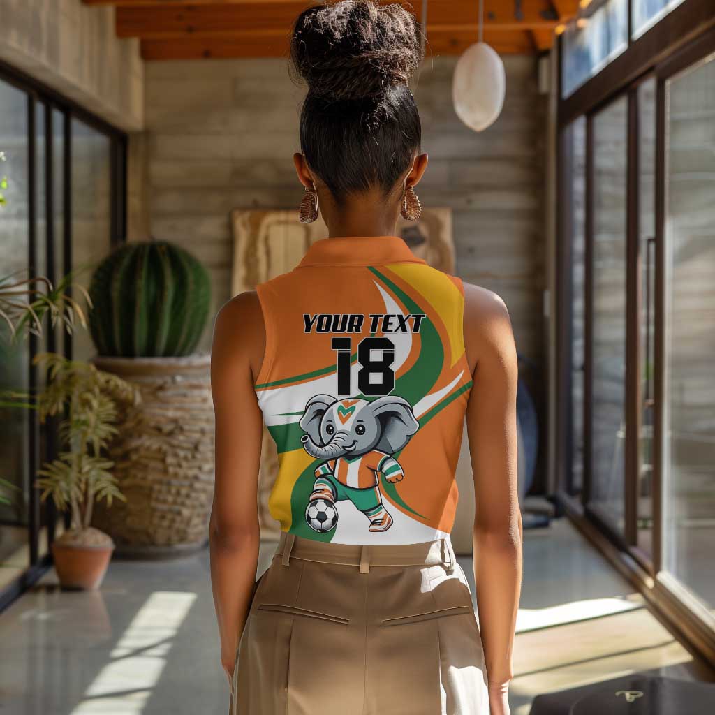 Custom Ivory Coast Football Women Sleeveless Polo Shirt Les Elephants Mascot - Wonder Print Shop